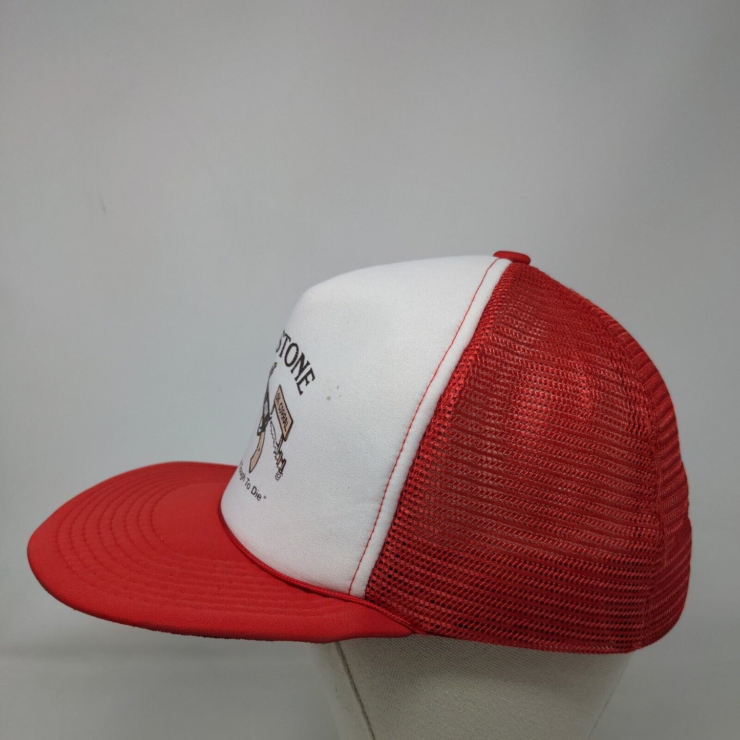Tombstone Snapback Mesh Back Rope Trucker Hat Red OSFA Colorblock