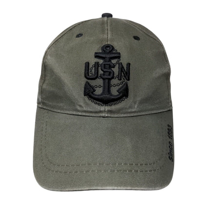 USN Since 1893 Strapback Hat Greenish-Brown Adjustable Embroidered 6 Panel