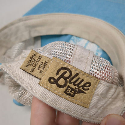 Blue 84 Trucker Hat Beige One Size Key West Palm Tree Patch Mesh Back Snapback