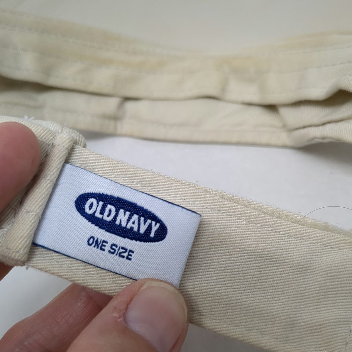 Old Navy Visor Beige One Size Cotton Strapback Patch Embroidered Logo Sun Hat