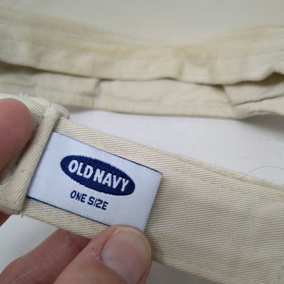 Old Navy Visor Beige One Size Cotton Strapback Patch Embroidered Logo Sun Hat