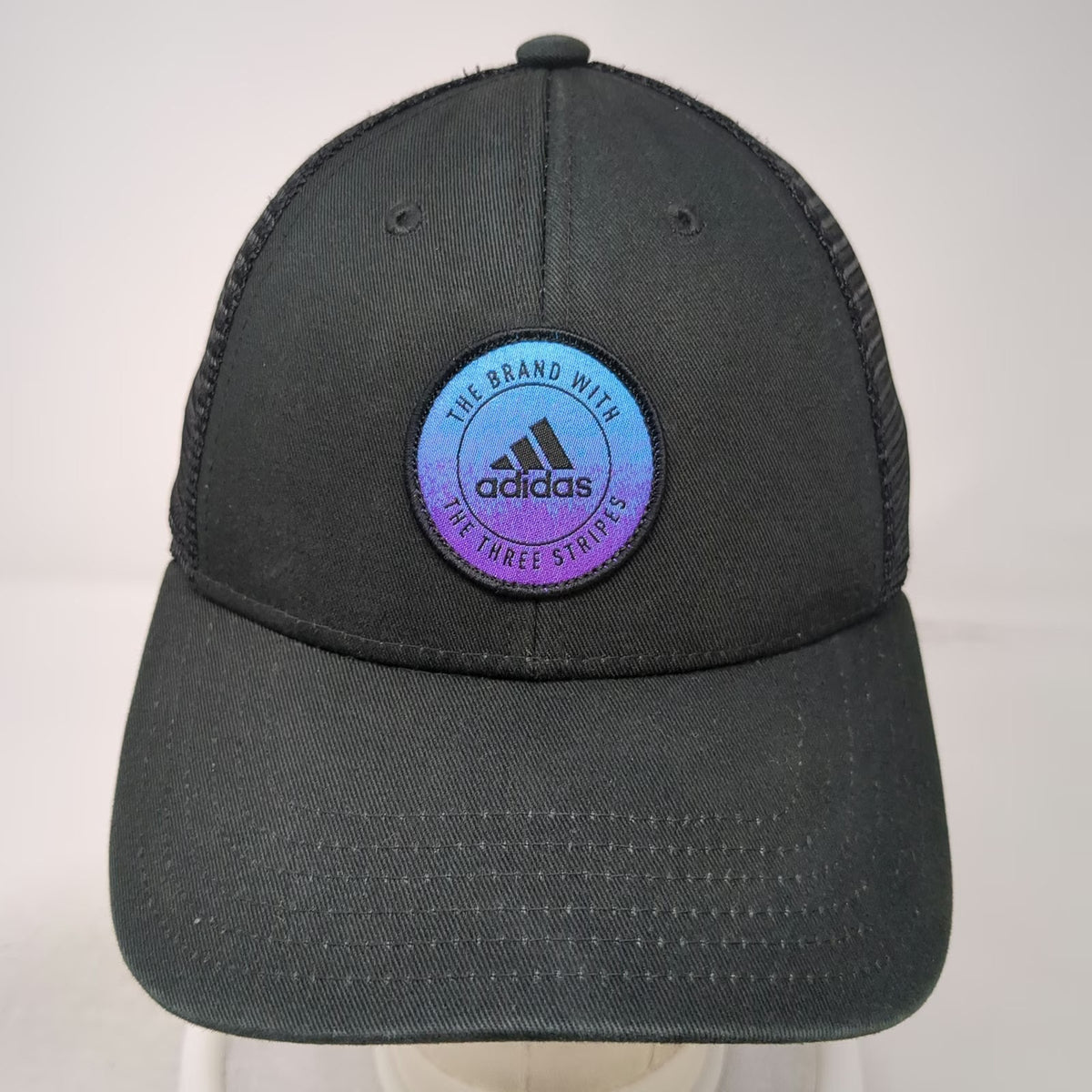 Adidas Trucker Hat Black One Size Mesh Back Snapback Climalite Gradient Patch