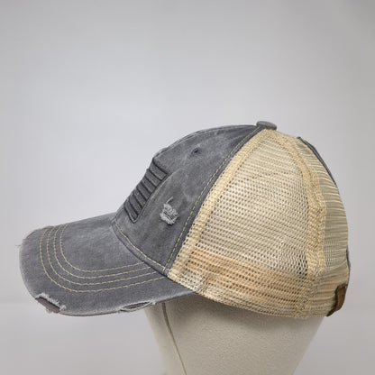 C.C Exclusives Strapback Trucker Hat Gray One Size Ponytail USA Flag