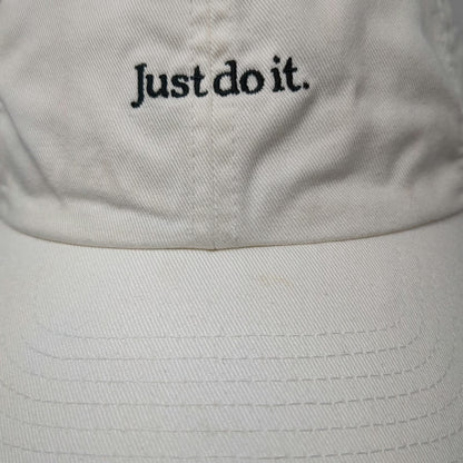 Nike Baseball Cap White One Size Just Do It Swoosh Logos Cotton Slideback Hat