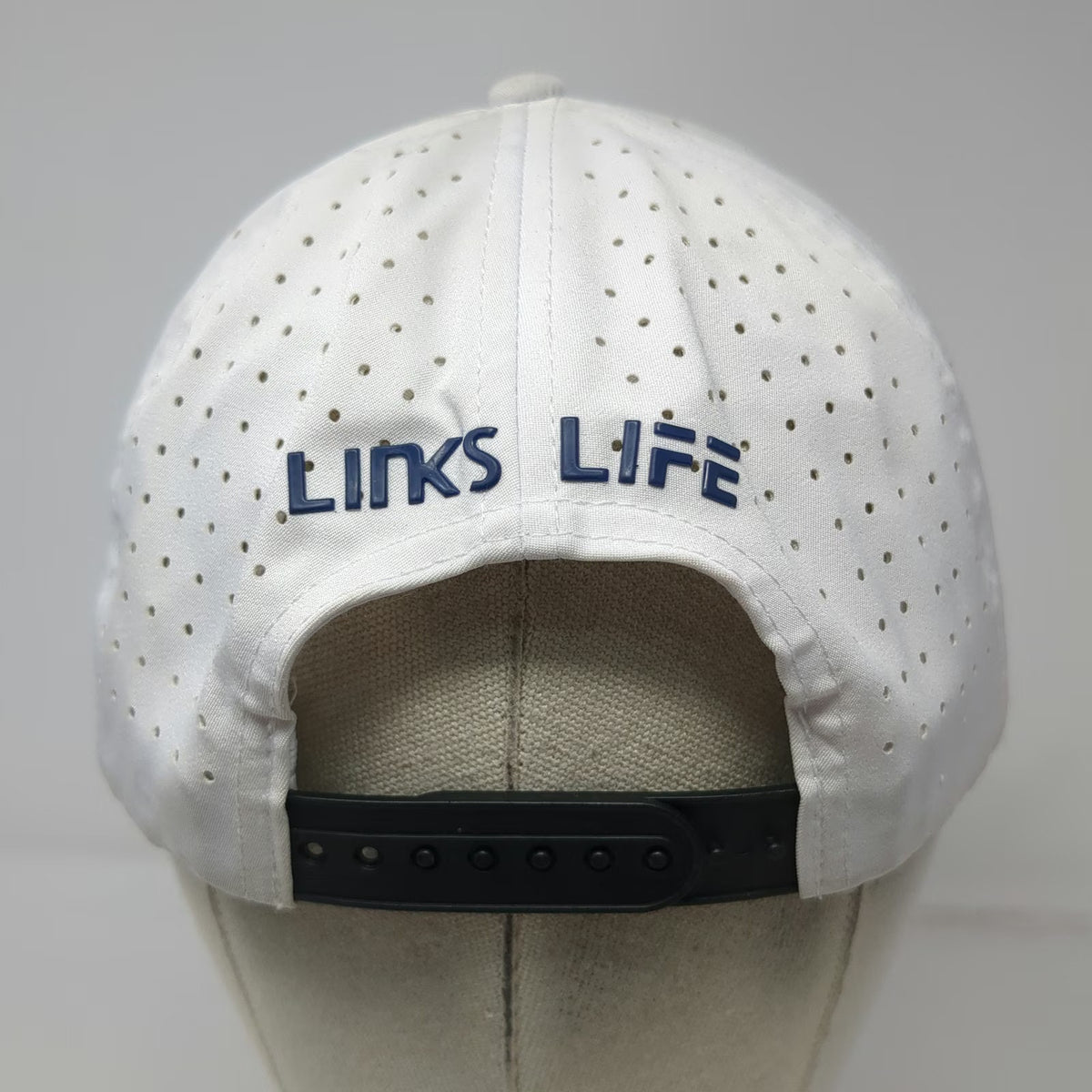 Links Life 5 Panel White Hat One Size Snapback Perforated Golf Performance