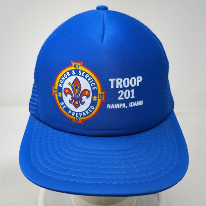 Sportcap Blue Trucker Hat One Size Boy Scouts Troop 201 Nampa Idaho Mesh Scout
