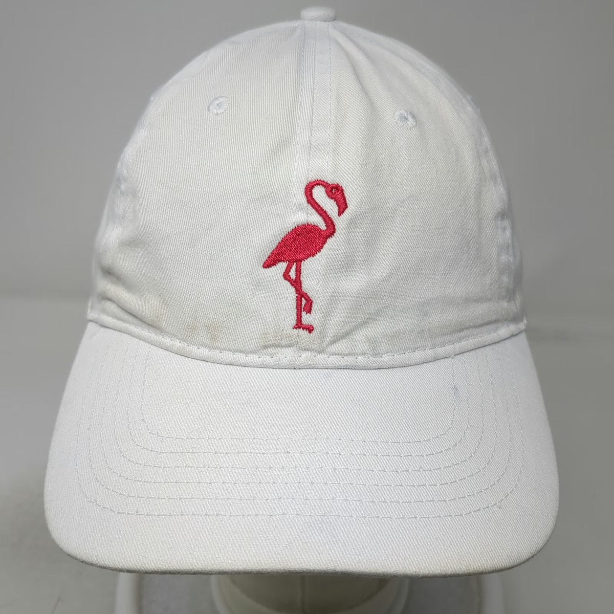 Big Baseball Cap White One Size Flamingo Yooz Logo Strapback Cotton Hat