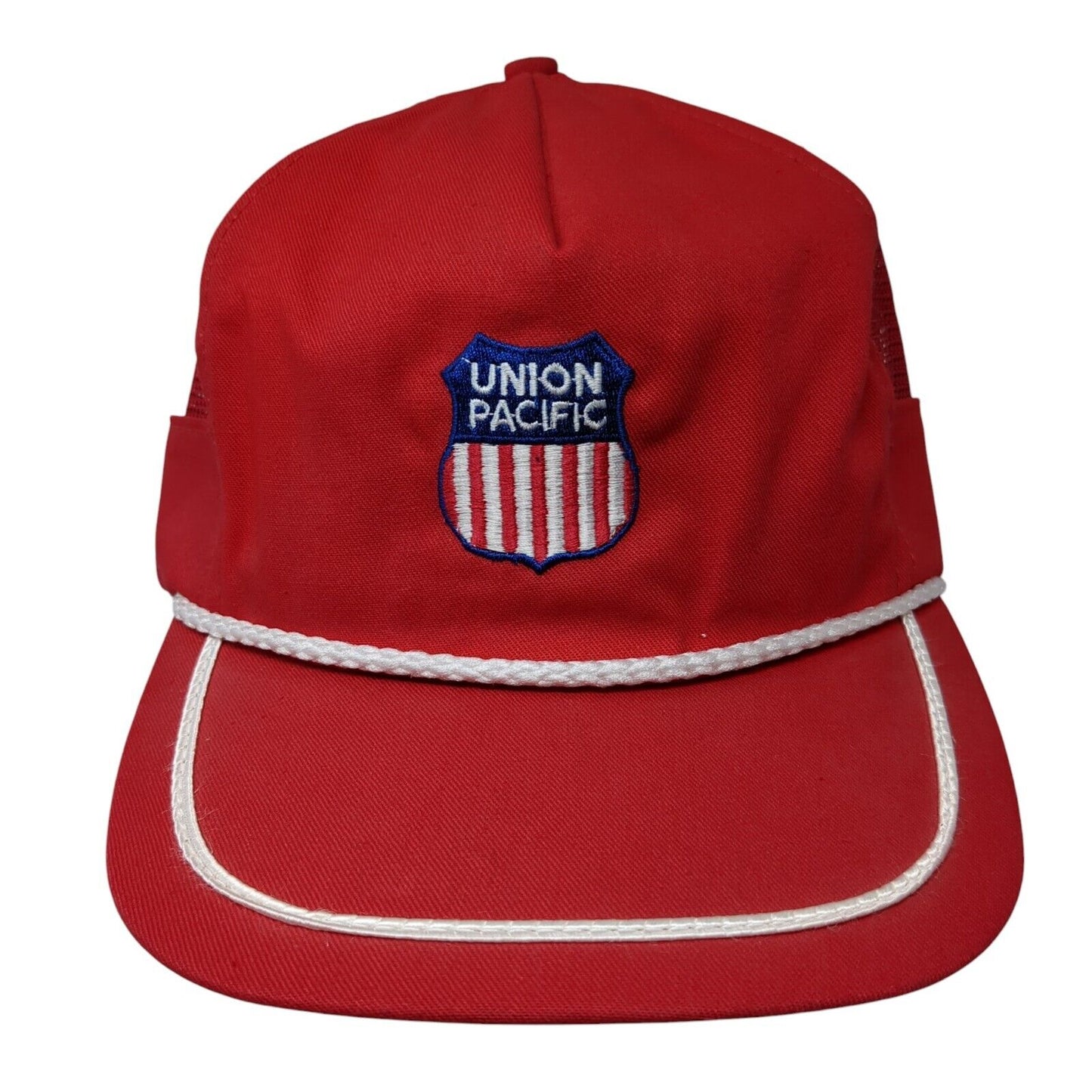 Union Pacific Snapback Rope Hat Red OSFA Adjustable Solid Mesh Trim