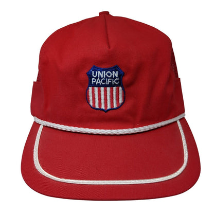 Union Pacific Snapback Rope Hat Red OSFA Adjustable Solid Mesh Trim