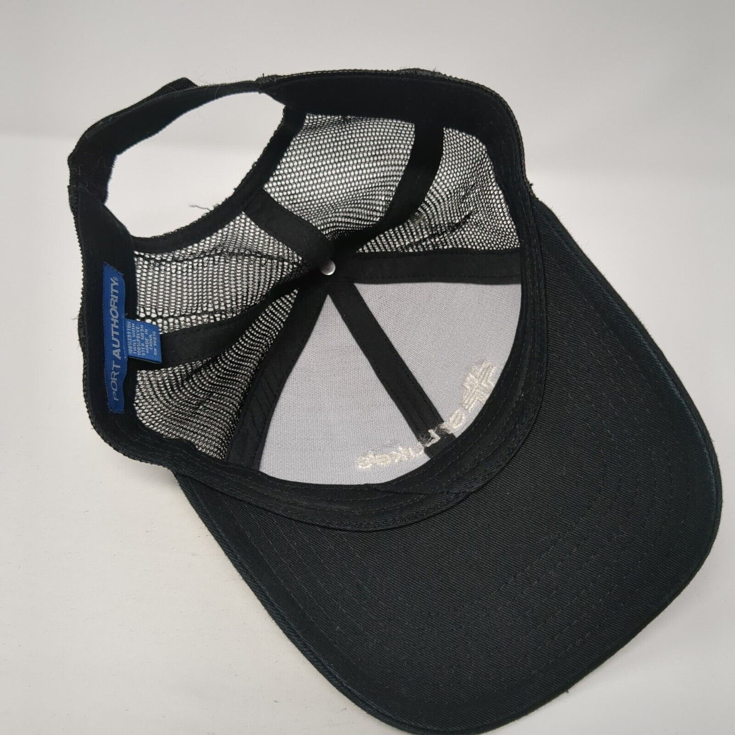 St Luke's Strapback Mesh Back Trucker Hat Black One Size Adjustable