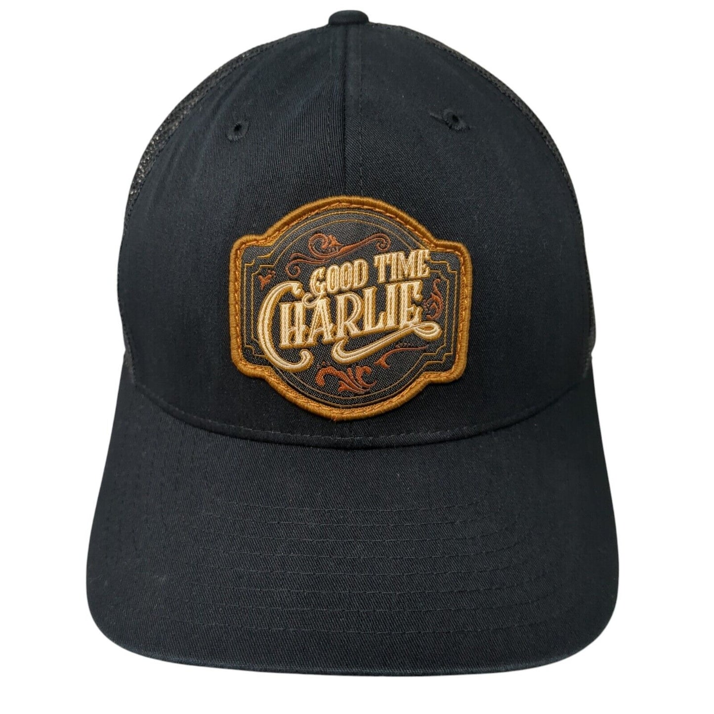 Good Time Charlie Patch Snapback Trucker Hat Black One Size Mesh Back
