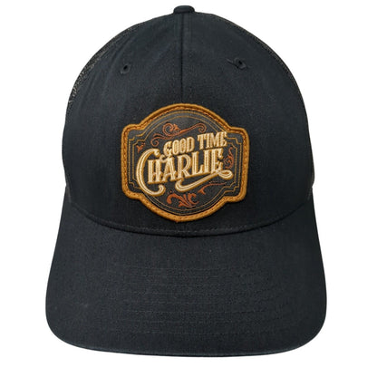 Good Time Charlie Patch Snapback Trucker Hat Black One Size Mesh Back