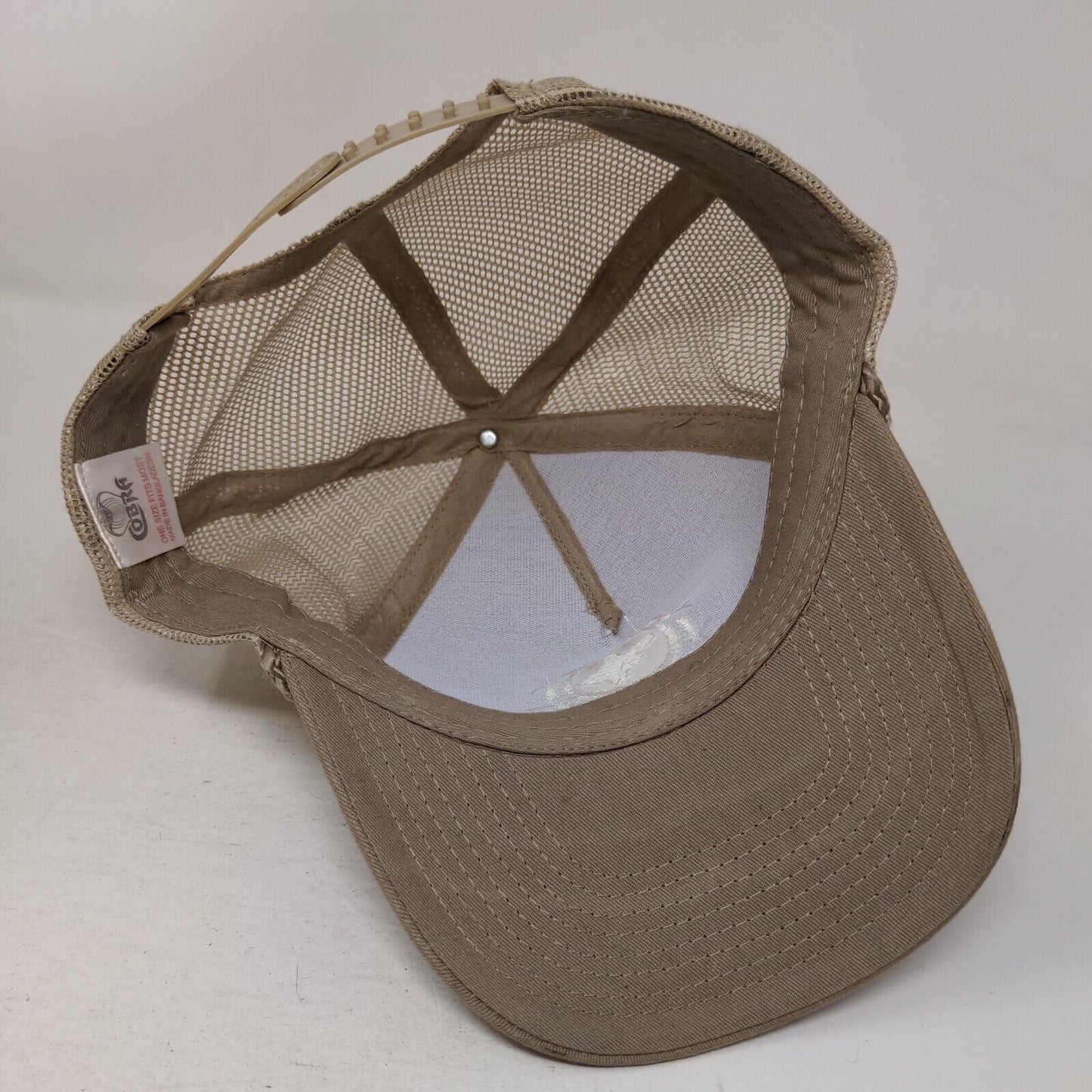 Cobra Snapback Mesh Back Rope Trucker Hat Tan OSFM Embroidered