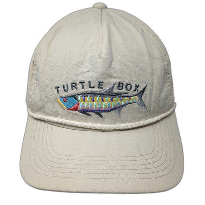 Turtlebox 5 Panel Beige Hat One Size Rope Saltwater Fish Embroidery Snapback