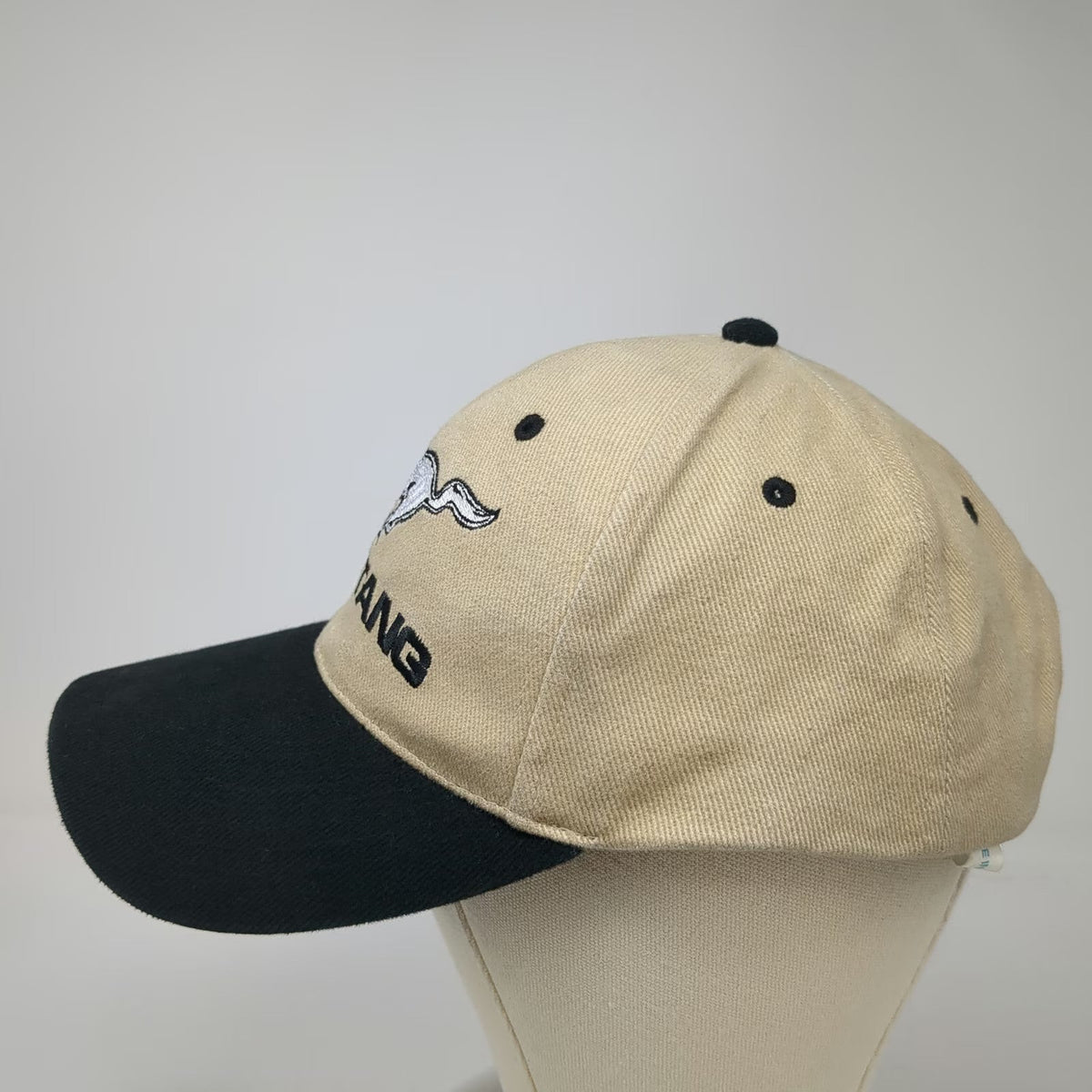 Mustang Baseball Cap Beige Black One Size Strapback Embroidered Horse Logo Hat