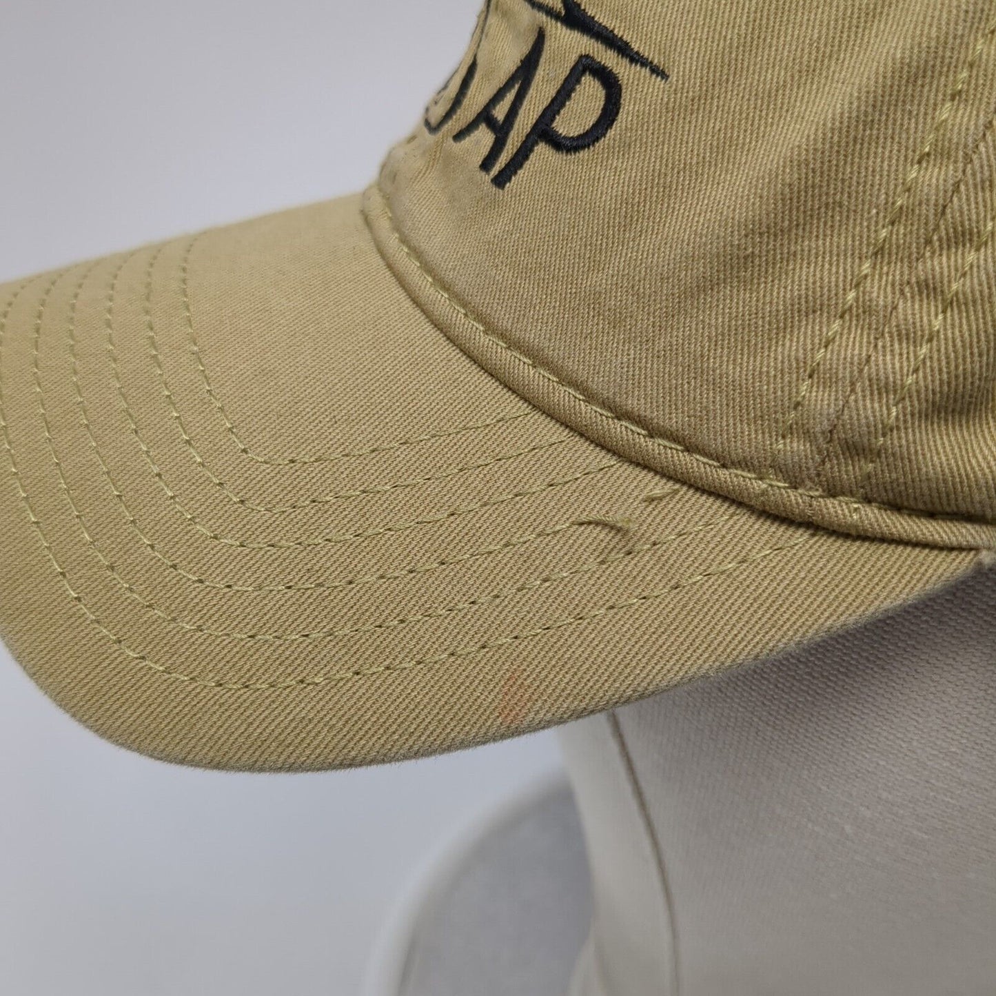 NJASAP SU Strapback Hat Tan One Size Adjustable Embroidered 6 Panel Cotton
