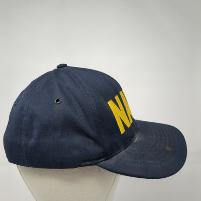 Navy Snapback Hat Blue One Size Adjustable Eagle Crest Solid 6 Panel