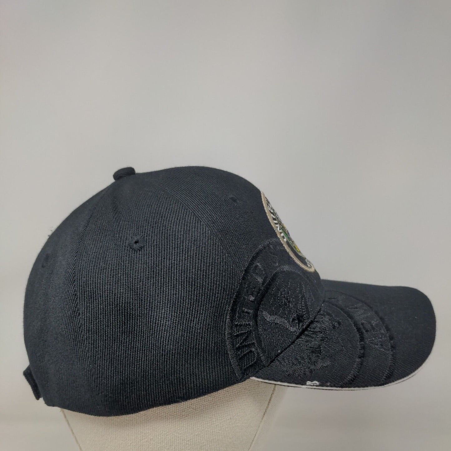 United States Army Strapback Hat Black One Size Embroidered Adjustable