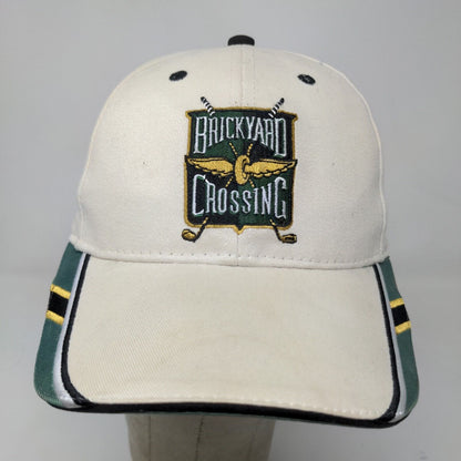 Brickyard Authentics Men's Strapback Hat Tan Green Embroidered Golf Logo