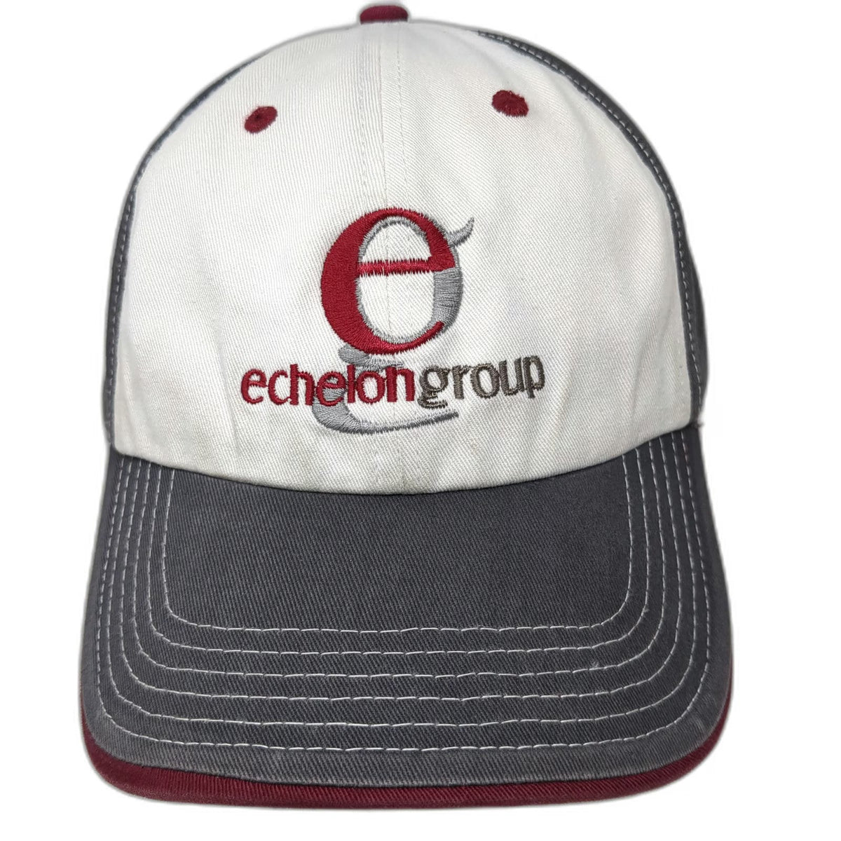 Richardson Baseball Cap Gray White Red One Size Echelon Group Logo Hat Slideback