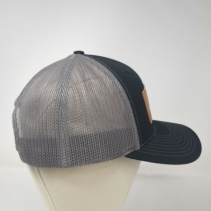 Richardson Trucker Hat Black Gray One Size Leather Patch Mountain West Electric