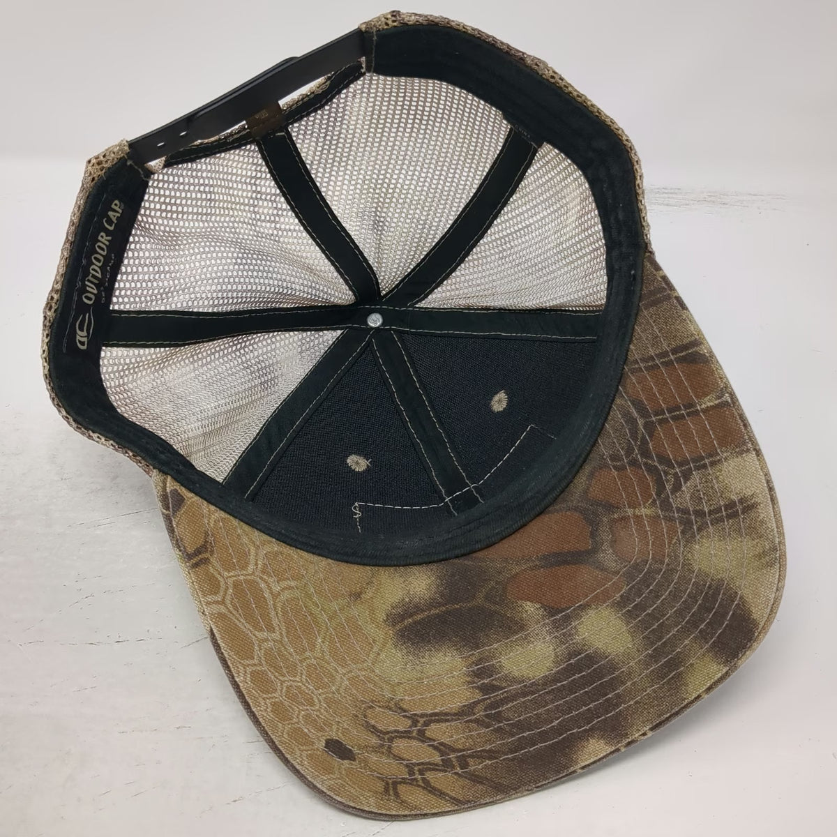 Outdoor Cap Trucker Hat Beige Green One Size Camo Spartan American Flag Patch