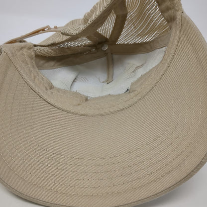 RawGear Trucker Hat Beige One Size Mesh Back Snapback Logo Patch Fitness Gym