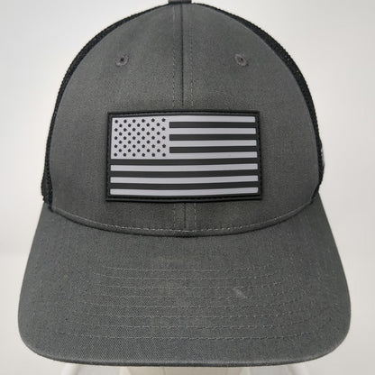 Richardson Baseball Cap Gray XL United Metals American Flag Mesh Flexfit Hat