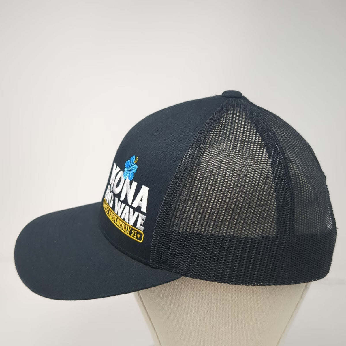 Yupoong Trucker Hat Black One Size Kona Big Wave Beer Mesh Back Snapback Logo