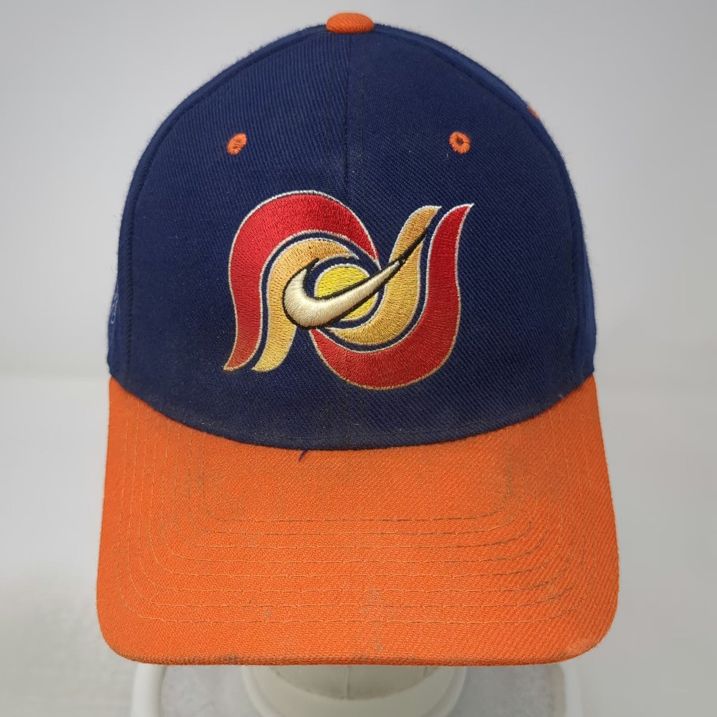 Nike Baseball Cap Blue Orange 6 7/8 Slideback Hat Curved Brim Embroidered Logo