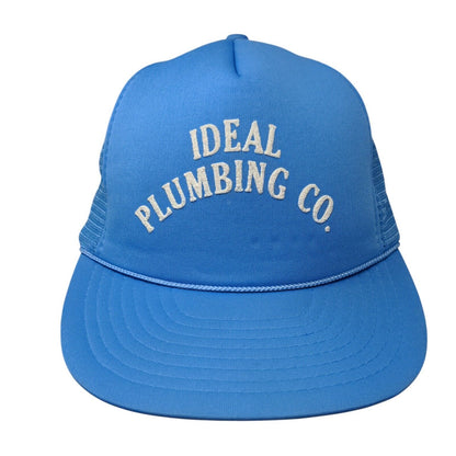 Ideal Plumbing Co. Snapback Rope Trucker Hat Blue One Size Mesh Back