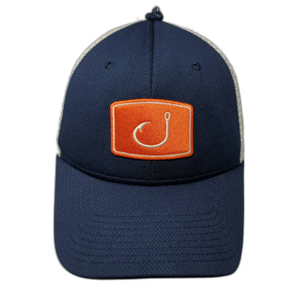 AVID Trucker Hat Blue One Size Fishing Hook Patch Mesh Snapback Fishing Sport