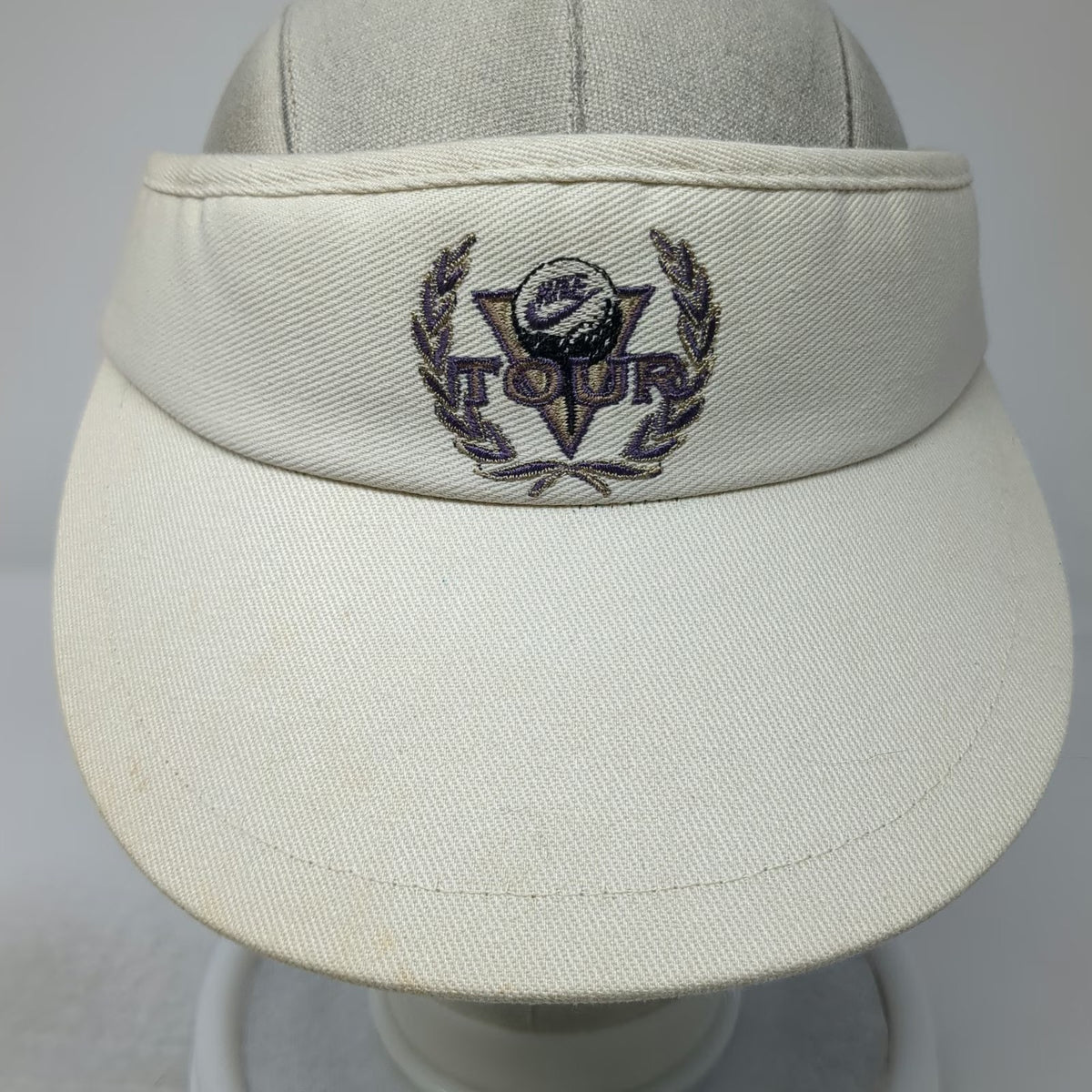 Nike Visor Beige Golf Tour Albertsons Logo Embroidery Cotton Hat Vintage