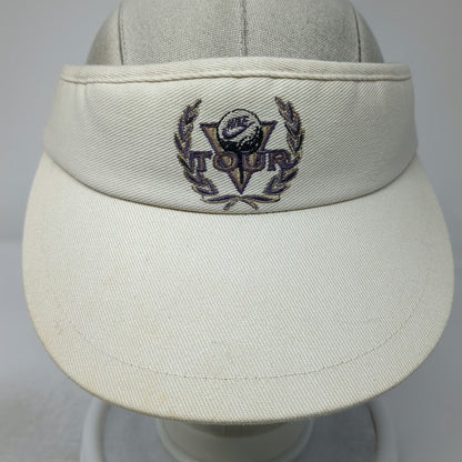 Nike Visor Beige Golf Tour Albertsons Logo Embroidery Cotton Hat Vintage