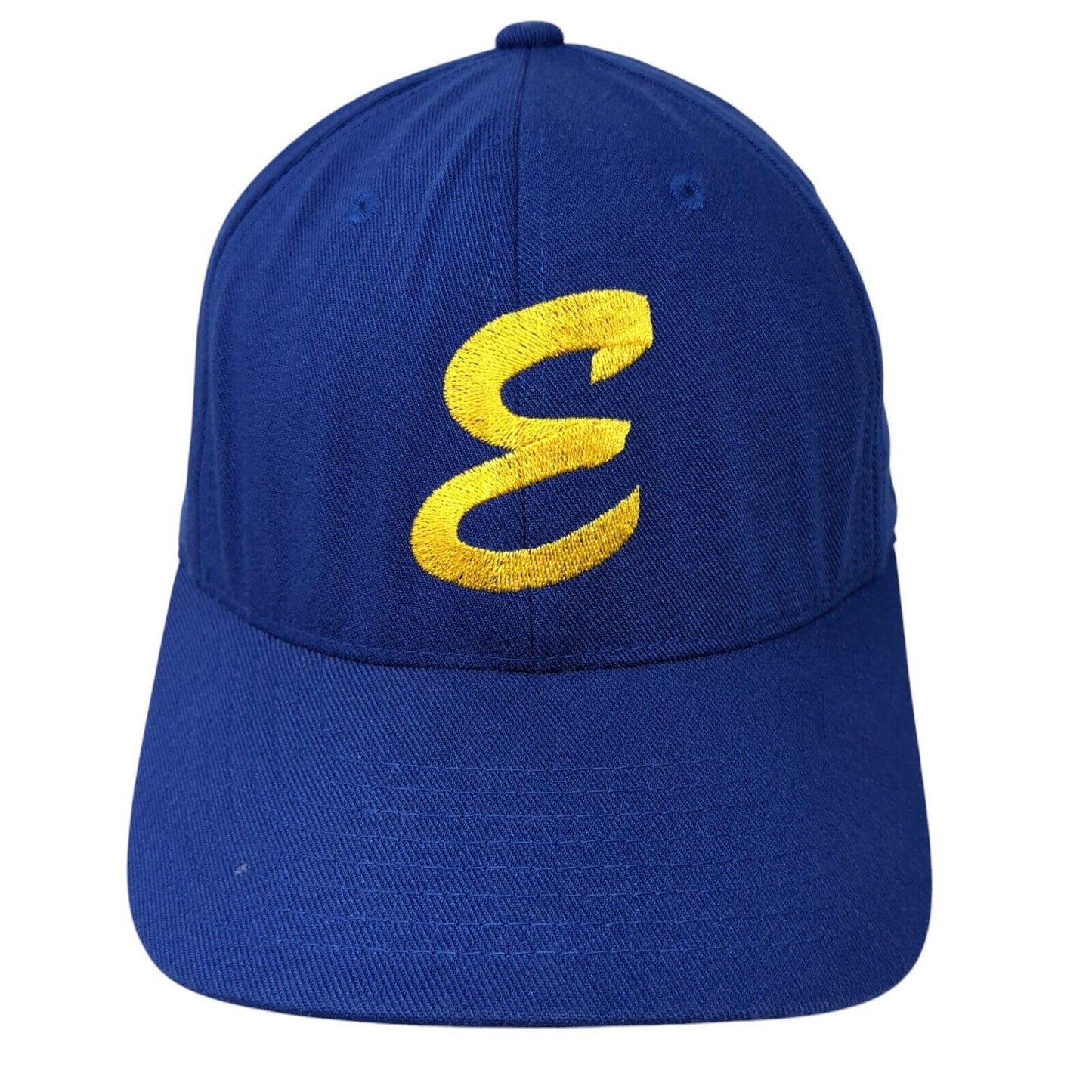 Letter E Fitted Hat Blue Large-XL Embroidered Flexfit Yupoong Solid