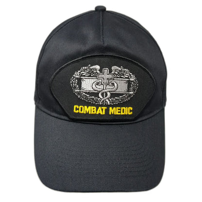 OTTO 5 Panel Black One Size Snapback Combat Medic Army Badge Embroidery Hat