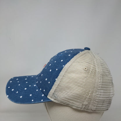 Red Heart Stars Indiana Slideback Trucker Hat Blue OSFM Adjustable Mesh Back