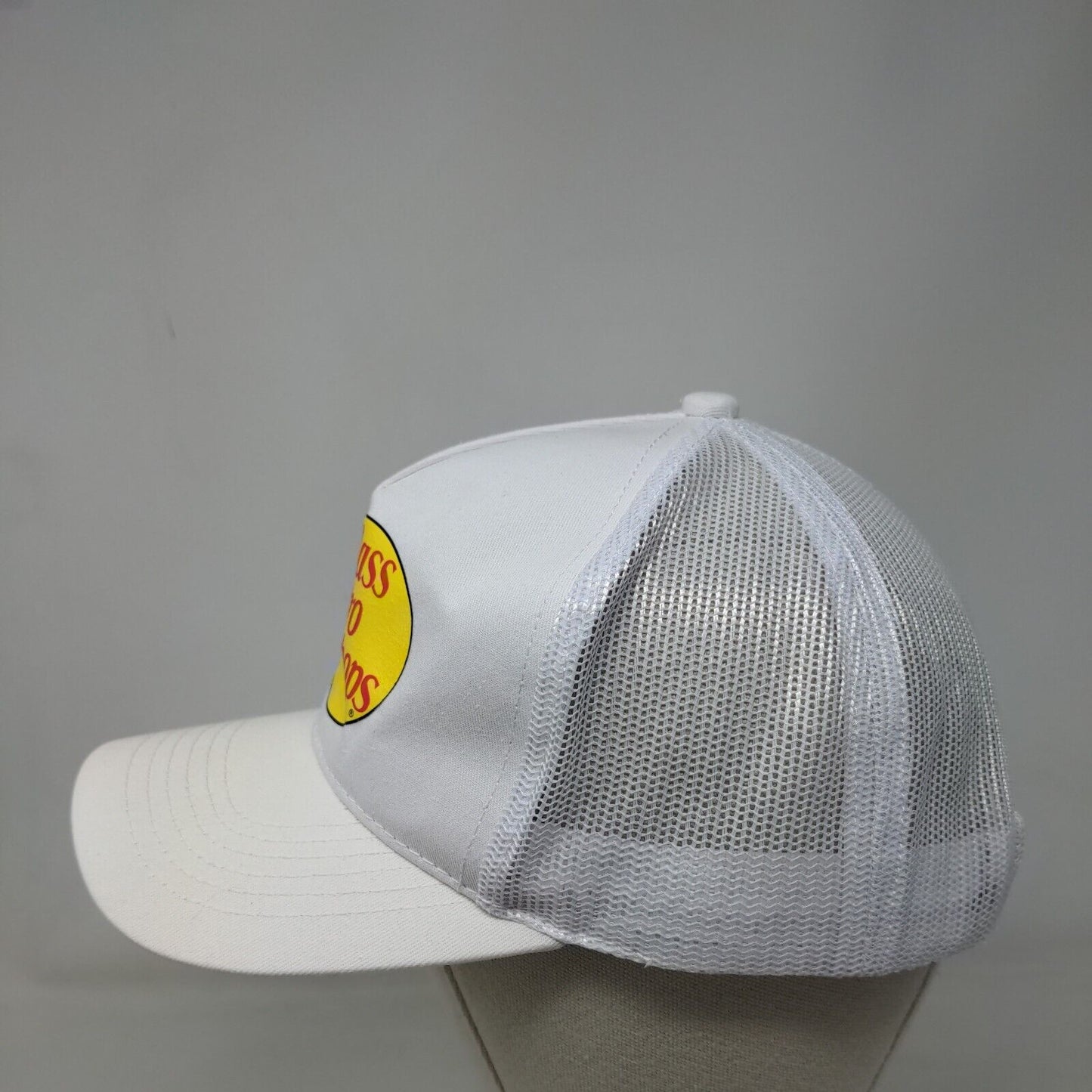Bass Pro Shops Snapback Trucker Hat White OSFM Adjustable Mesh Back Gone Fishing