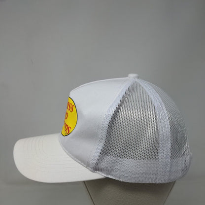Bass Pro Shops Snapback Trucker Hat White OSFM Adjustable Mesh Back Gone Fishing