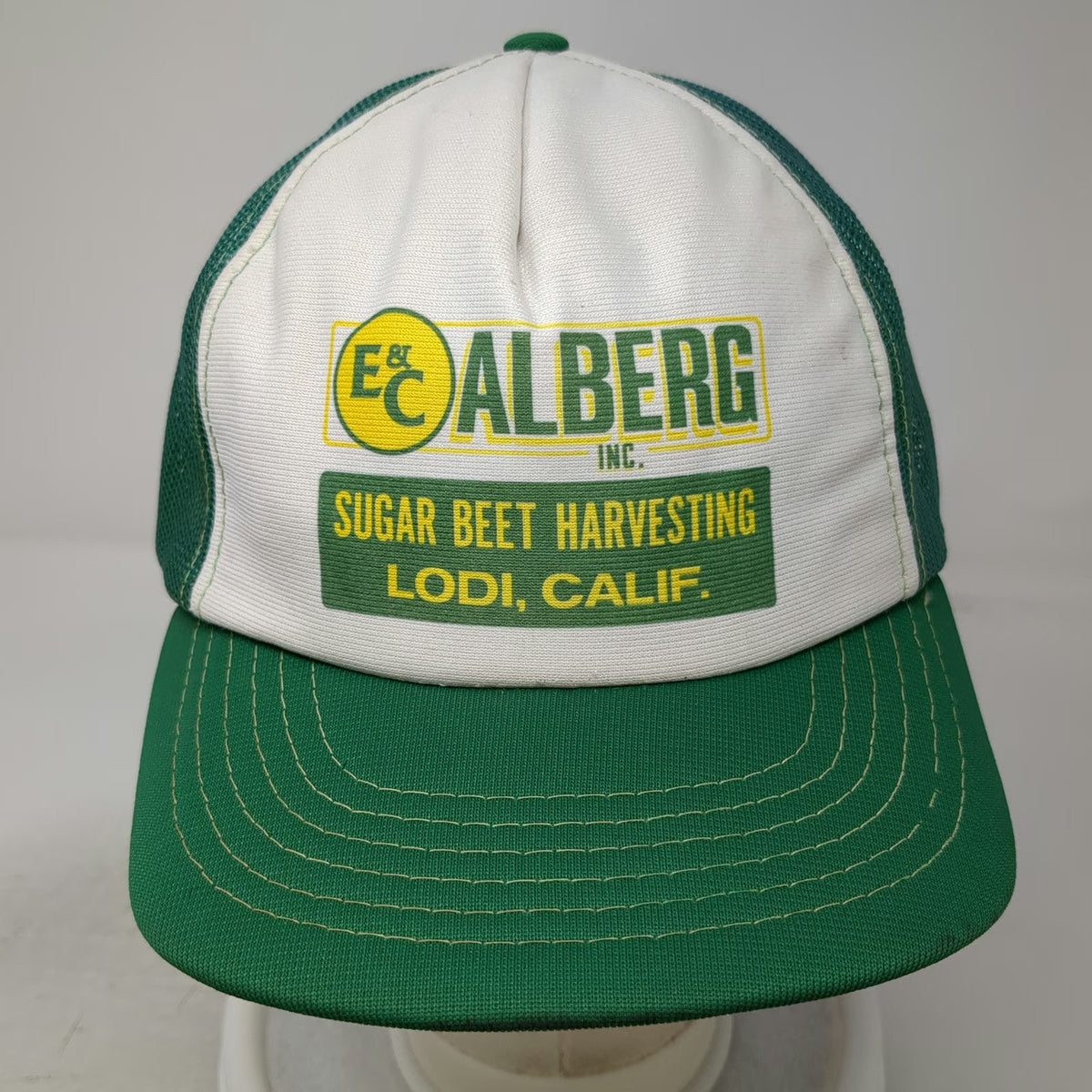 Young An Trucker Hat Green Sugar Beet Harvesting Lodi Calif Snapback Vintage