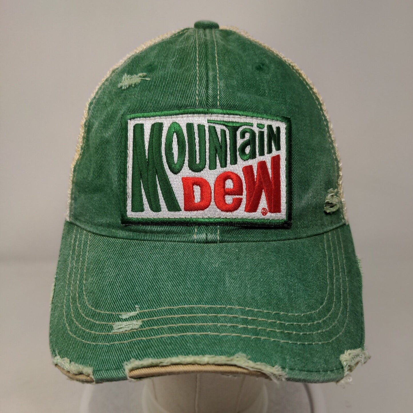 Mountain Dew Snapback Trucker Hat Multicolor One Size Embroidered Distressed