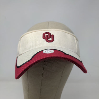 Top of the World Men's Strapback Sun Visor Hat Tan Red University of Oklahoma