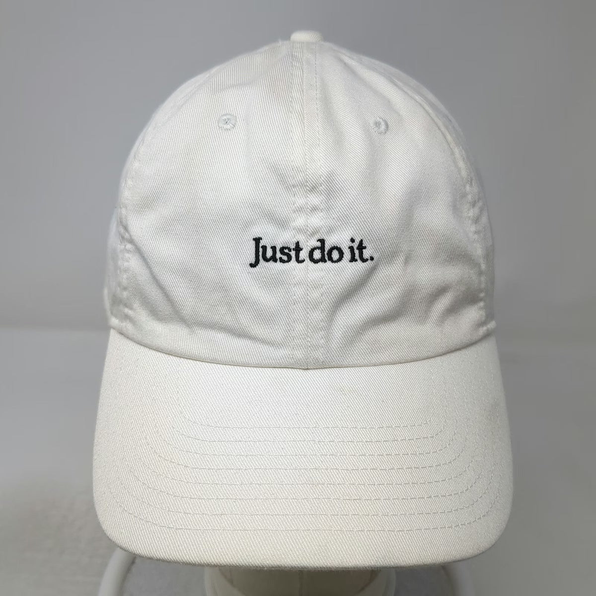 Nike Baseball Cap White One Size Just Do It Swoosh Logos Cotton Slideback Hat