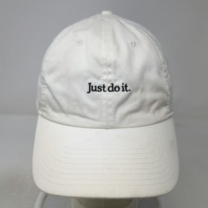 Nike Baseball Cap White One Size Just Do It Swoosh Logos Cotton Slideback Hat