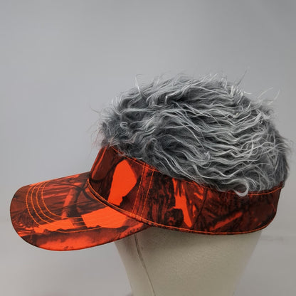 Orange Baseball Cap Camo Faux Hair One Size Novelty Hunting Visor Costume Hat