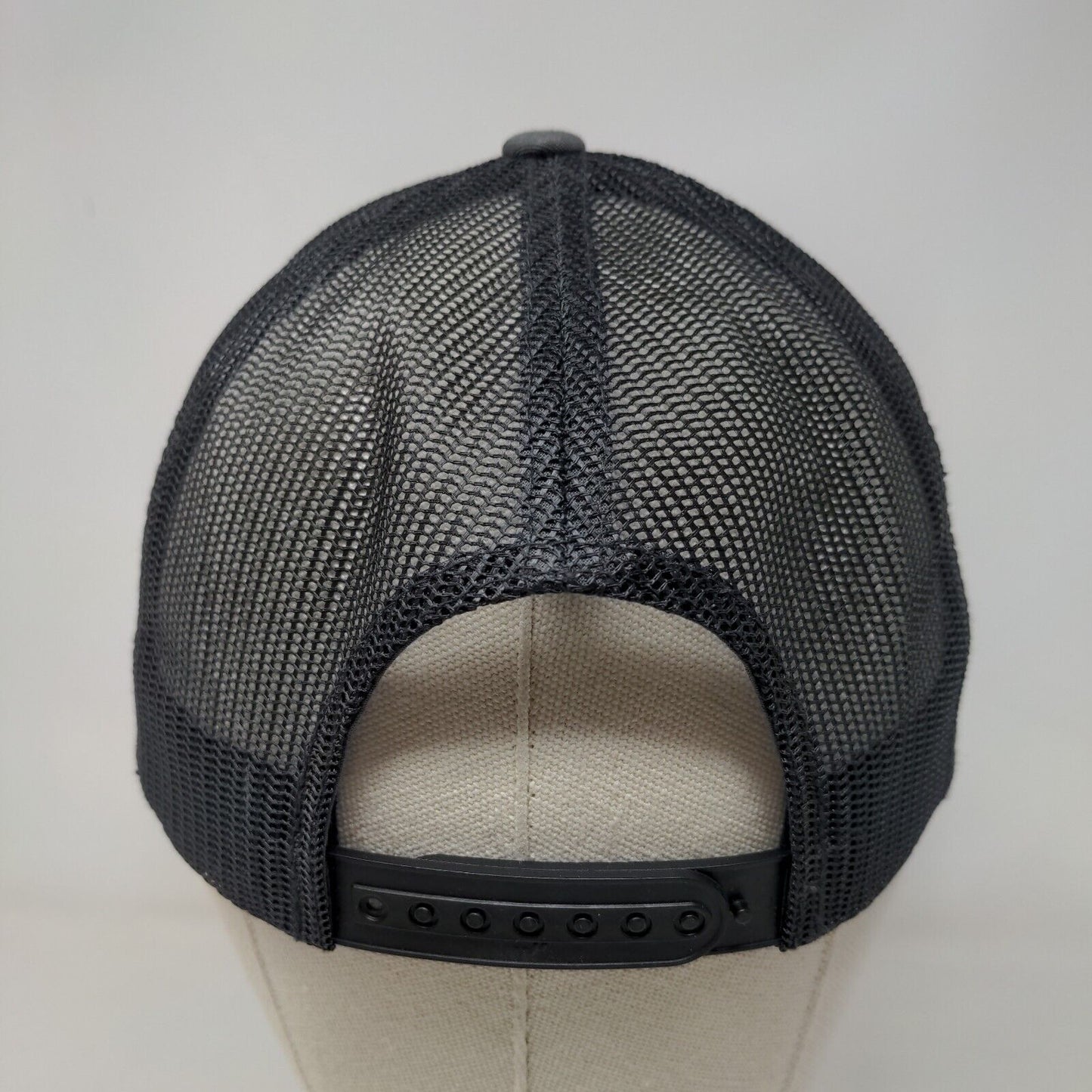 Yupoong Men's Snapback Mesh Back Trucker Hat Gray Patch Fish Logo