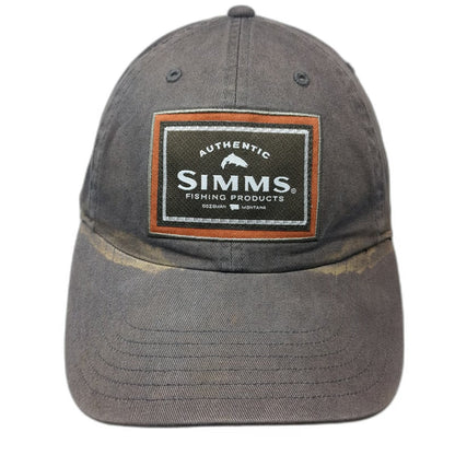 Simms Baseball Cap Gray OSFM Fishing Products Bozeman Montana Patch Hat Strap
