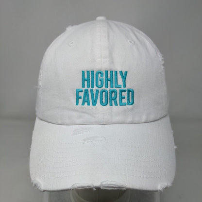 Highly Favored Slideback Hat White One Size Adjustable Embroidered KB ETHOS
