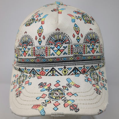 Billabong 5 Panel Beige Geometric Tribal One Size Hat Slideback All Over Pattern