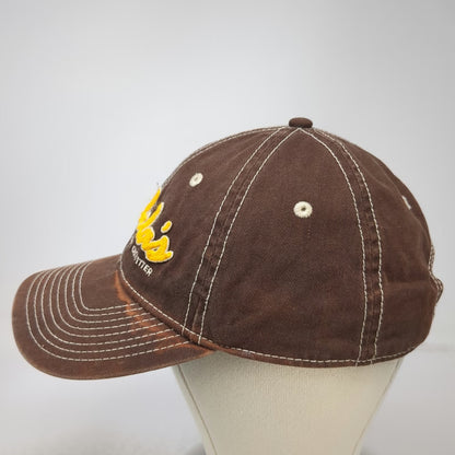 Cabela's Baseball Cap Brown One Size Contrast Stitching Yellow Logo Strap Hat